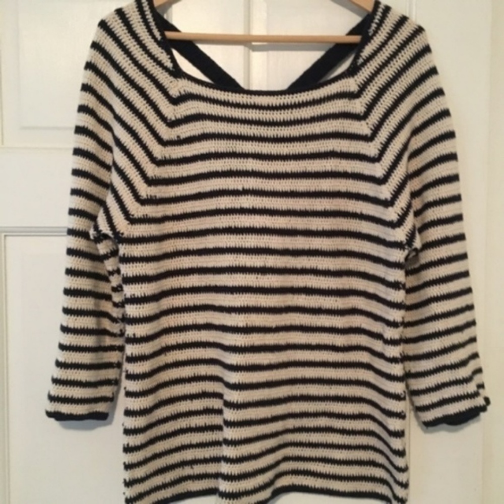 Anthropologie Navy Blue + White Striped Sweater!!